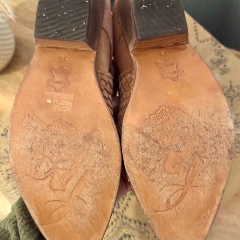 Free People Tan Suede Woven Ankle Booties - Picture 10 of 14